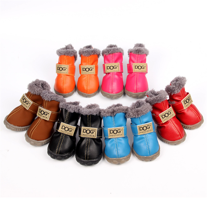 Fashion Dog Thick Warm Boots Winter Teddy Pet Snow Shoes Dog Waterproof Skid proof Paw Protectors Booties for Puppy Play
