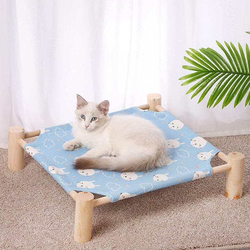 Cat and Dog Hammock Bed, Wooden cat Hammock Elevated Cooling Bed Pet Products