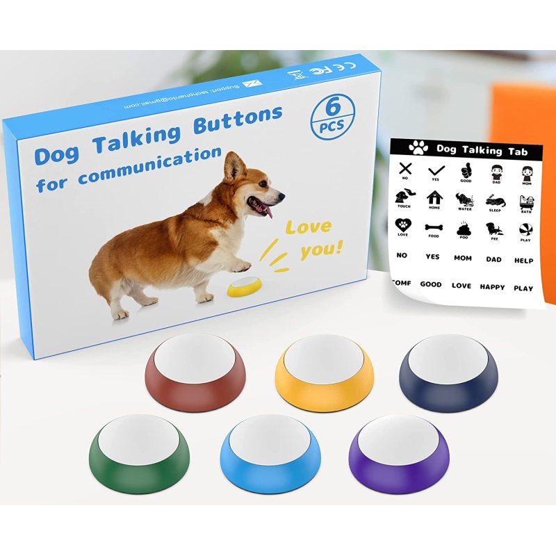Dog Buttons for Communication - 6 Piece Recordable Button - 30s Talking Set  Training Speaking