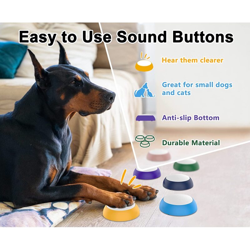 Dog Buttons for Communication - 6 Piece Recordable Button - 30s Talking Set  Training Speaking