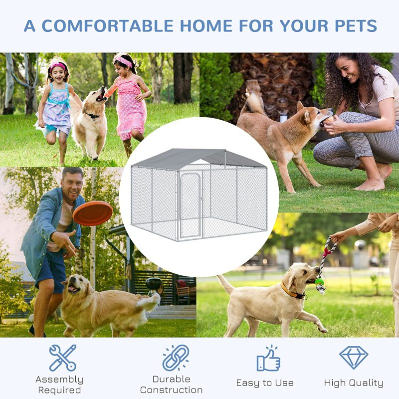 Cover Secure Lock Mesh Outdoor Dog Kennel Steel Fence