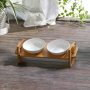 Elevated Cat Ceramic Bowls Small Dog Raised Food and Water Bowl Set