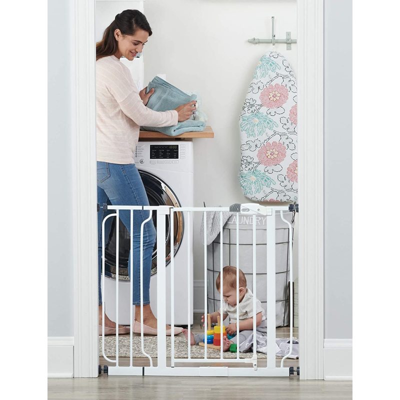 Easy Extra Wide Walk Thru Baby Gate Includes  Extension Kit 4 Pack Pressure Mount Kit 4 Pack Wall Cups and Mountinting Kit