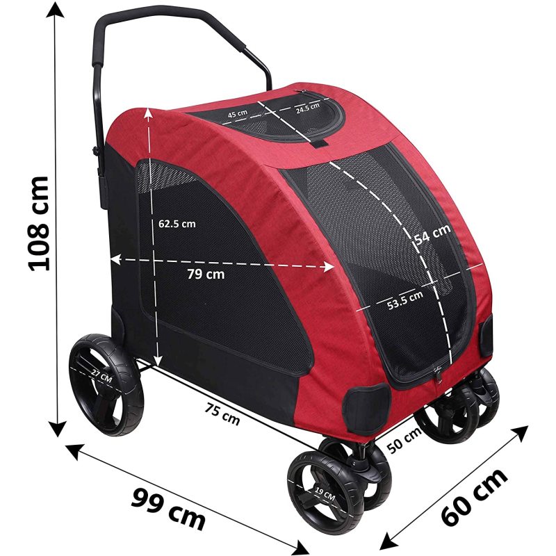 Pet Stroller For Dogs - Large 50 Kg Loading Capacity Pet Travel Stroller For Large And Medium Size Dog & Cat
