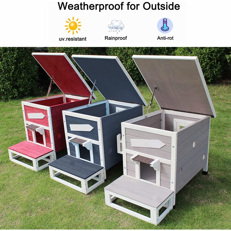 Escape Door Rainproof Outside Cat House Single Story for Pets