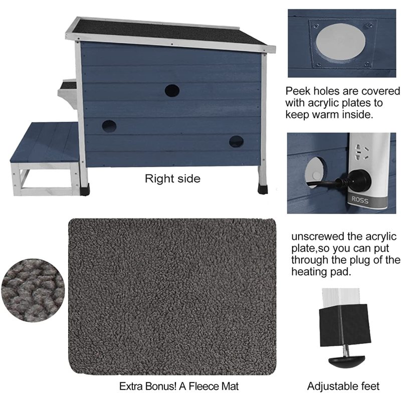 Escape Door Rainproof Outside Cat House Single Story for Pets