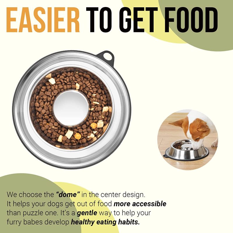Single Dog Food Feeder Dog Bowl Stainless Steel Slow Feed