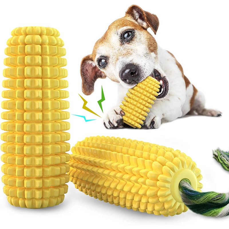 Dog Chew Toys for Aggressive Chewers, Indestructible Tough Durable Squeaky Interactive Dog Toys, Puppy Teeth Chew Corn Stick Toy
