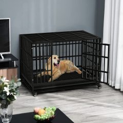 Anxiety Double Door Dog Crate Escape Proof Dog cage with Lockable Wheels