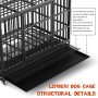 Anxiety Double Door Dog Crate Escape Proof Dog cage with Lockable Wheels