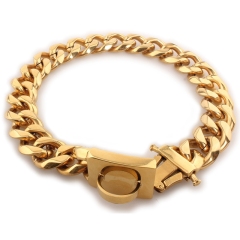 Wholesale Costom Luxury Gold Chain Dog Collar Heavy Duty Stainless Steel Cuban Link Dog Collar Chain
