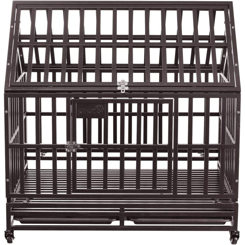 Resistant Square Tube  Wheels Cage Crate Kennel Large Dogs Easy to Install