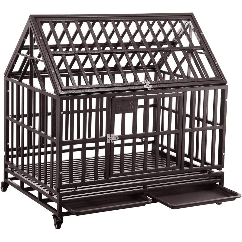 Resistant Square Tube  Wheels Cage Crate Kennel Large Dogs Easy to Install