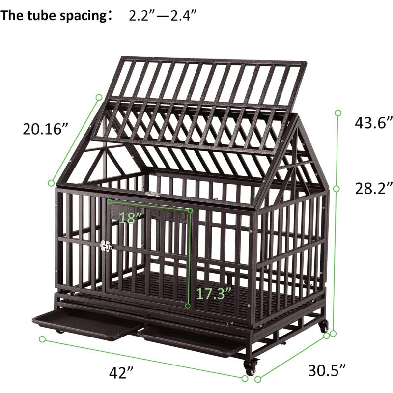 Resistant Square Tube  Wheels Cage Crate Kennel Large Dogs Easy to Install