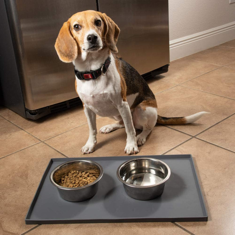 Tall Lip Dog Bowl Mat for Food and Water or Fountain Non Slip Waterproof Silicone Pet Food Mat