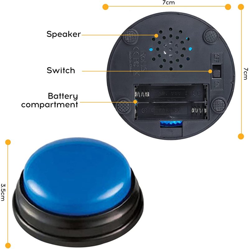 Dog Training Buttons with Led Function Recordable Button