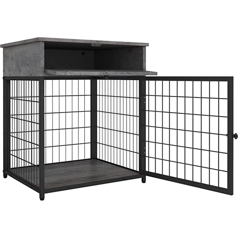 Dog Crates with Chew Resistant Dense Indoor Decorative Furniture Dog Cage Wooden Dog Cage with Drawer