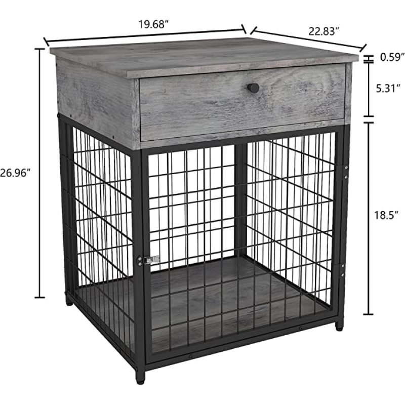 Dog Crates with Chew Resistant Dense Indoor Decorative Furniture Dog Cage Wooden Dog Cage with Drawer
