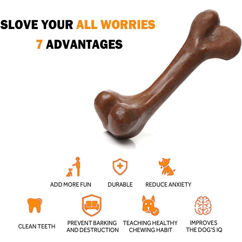 Dog Toys for Aggressive Chewers, UXVA Indestructible Nylon Bone Dogs Chew Toys, Durable Tough Puppy Teething Toys