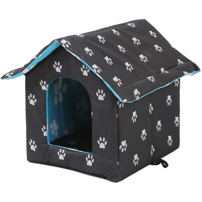 Outdoor Houses for Feral Cats Dogs Water-Resistant Canvas Roof Cat Houses For Stray Cats Shelter