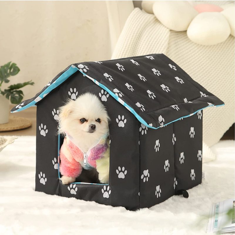 Outdoor Houses for Feral Cats Dogs Water-Resistant Canvas Roof Cat Houses For Stray Cats Shelter