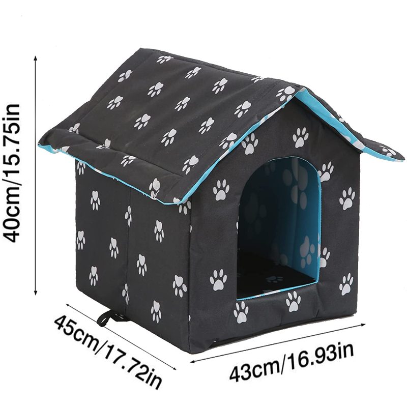 Outdoor Houses for Feral Cats Dogs Water-Resistant Canvas Roof Cat Houses For Stray Cats Shelter