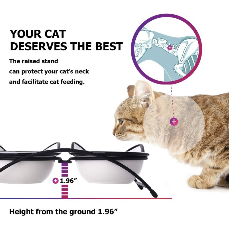 Wholesale Cat Bowl With Cartoon Pet Ceramic Bowl With Iron Frame Double Bowl For Dual Use For Pet