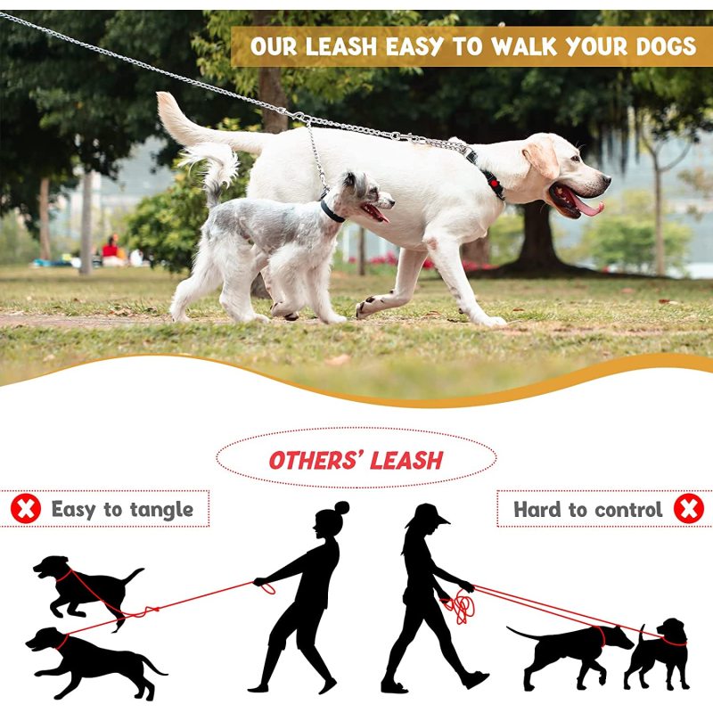 Two double lead Chain Double Leash For Dog