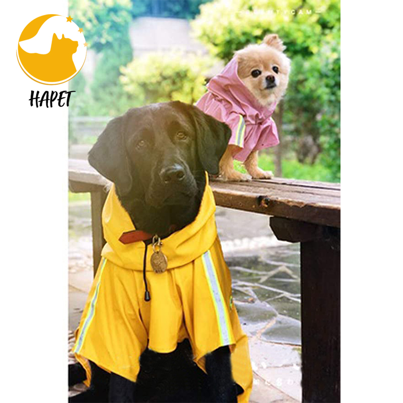 Raincoats for Large Dogs with Reflective Stripe Hoodie Rain Poncho Jacket for Dogs