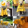 Raincoats for Large Dogs with Reflective Stripe Hoodie Rain Poncho Jacket for Dogs