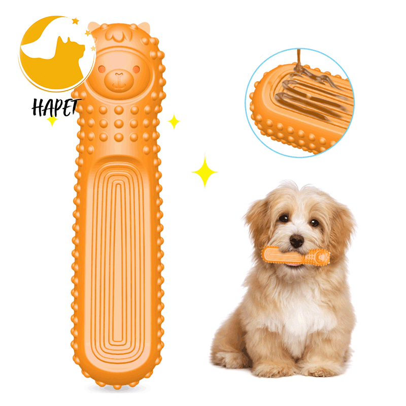 Puppy Chew Toys for Teething Dog Bones Toothbrush Teething Chew Sticks Toys Natural Rubber