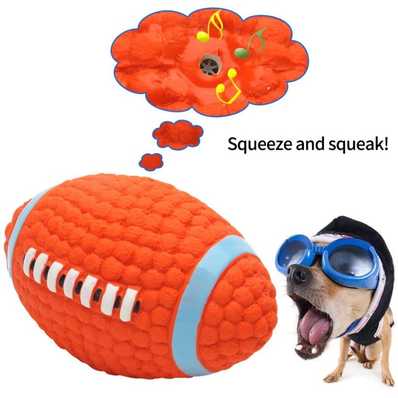 Natural Non Toxic Soft Latex Squeaky Dog Chew Toy with Squeaker Floating Bouncing Ball for Interactive Training Fetch and Play