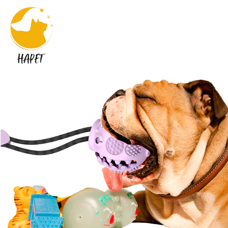 Suction Cup Dog Toy, Dog Rope Ball Pull Toy with Double Suction Cup, Tug of War for Aggressive Chewers and Toothbrush