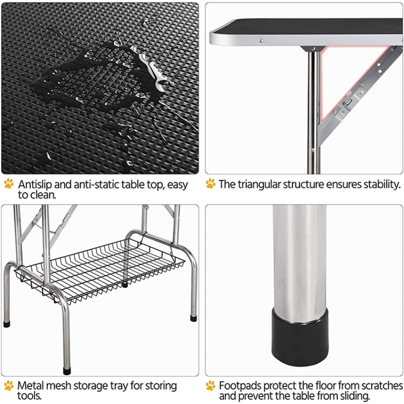 Dog Pet Grooming Table for Large Dogs Adjustable Height Heavy Duty Portable Trimming Drying Table with Arm/Noose/Mesh Tray