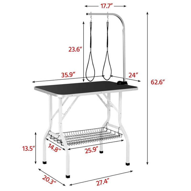 Dog Pet Grooming Table for Large Dogs Adjustable Height Heavy Duty Portable Trimming Drying Table with Arm/Noose/Mesh Tray