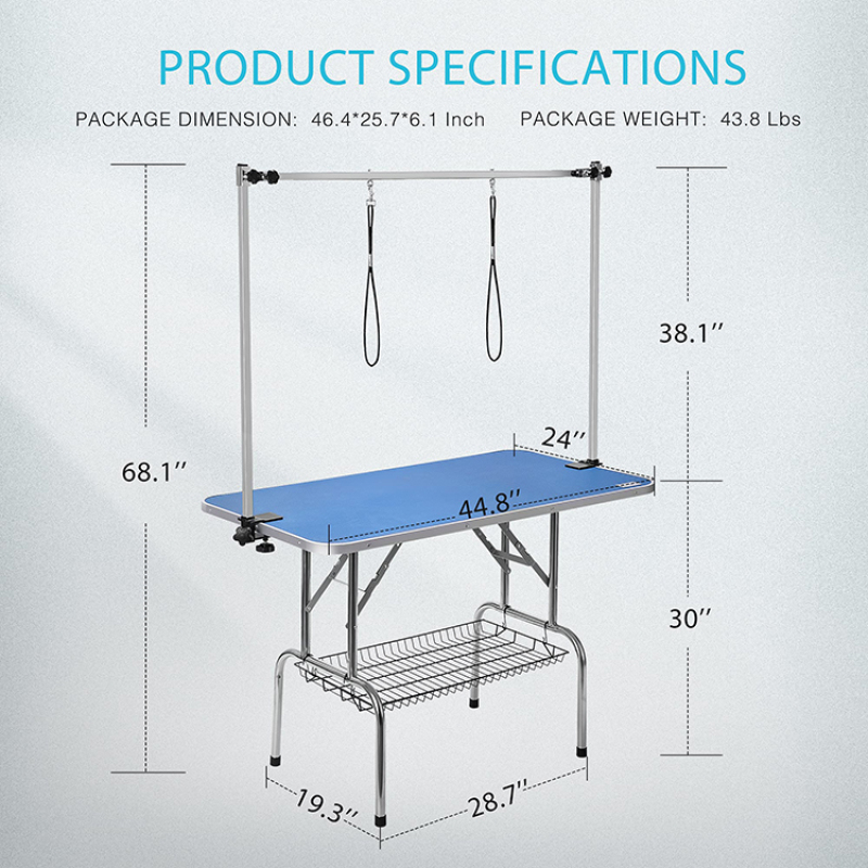 Dog Pet Grooming Table for Large Dogs Adjustable Height Heavy Duty Portable Trimming Drying Table with Arm/Noose/Mesh Tray