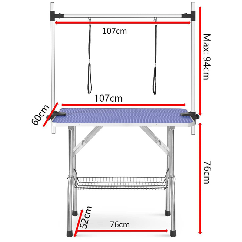 Dog Pet Grooming Table for Large Dogs Adjustable Height Heavy Duty Portable Trimming Drying Table with Arm/Noose/Mesh Tray