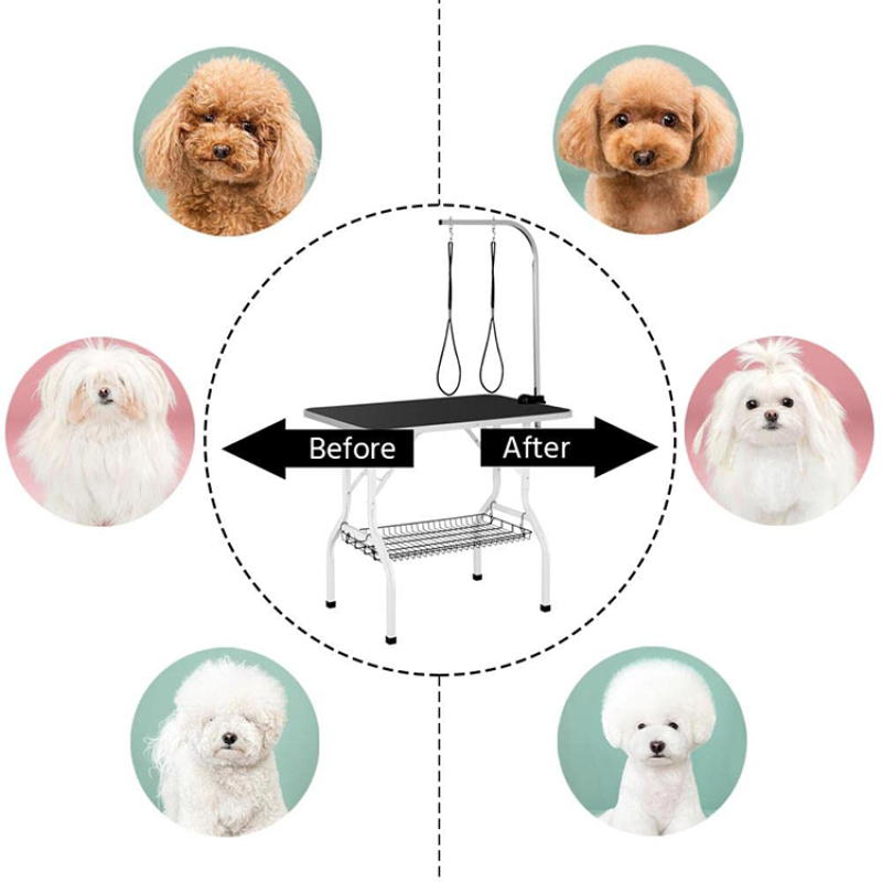Dog Pet Grooming Table for Large Dogs Adjustable Height Heavy Duty Portable Trimming Drying Table with Arm/Noose/Mesh Tray
