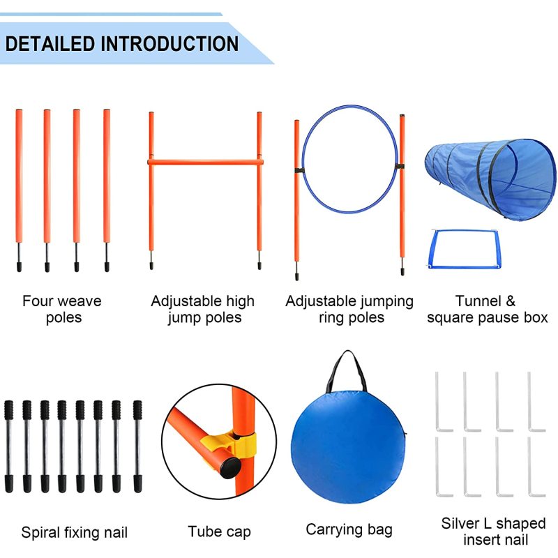 Obstacle Agility Training Equipment Pet Outdoor Games Including Tunnel