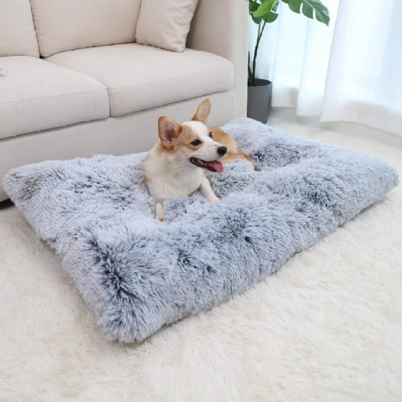 Plush Soft Fluffy Pet Beds Dog Bed Crate Pad Washable Dog Crate Bed