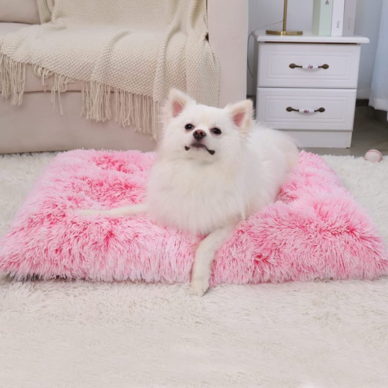Plush Soft Fluffy Pet Beds Dog Bed Crate Pad Washable Dog Crate Bed