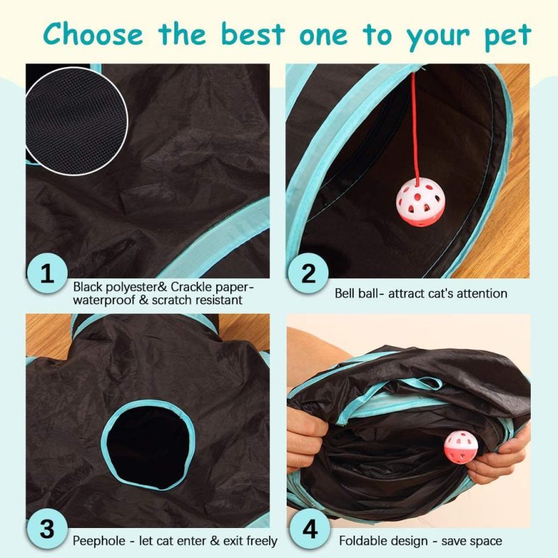 Cat Toys Five Way Tunnel For Puzzle Cat Toys Drill Bucket With Folding Cat Passage