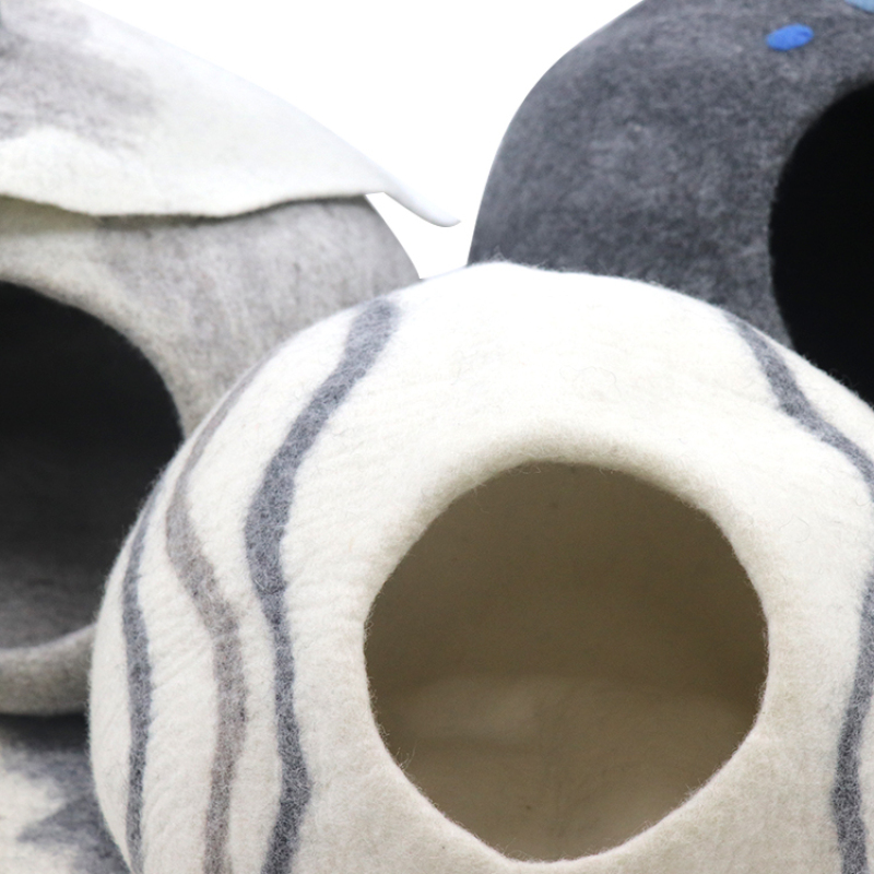 Wool Cat Cave Large Bed Pet House Natural Felt Sleeping Nest