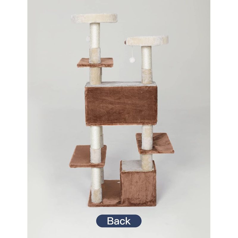 Cat Tree Cat Tower 56 inch cat Tree cat Tower, sisal cat Grab Post, Kitten Game House Kitten Activity Center (Brown)