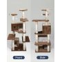 Cat Tree Cat Tower 56 inch cat Tree cat Tower, sisal cat Grab Post, Kitten Game House Kitten Activity Center (Brown)