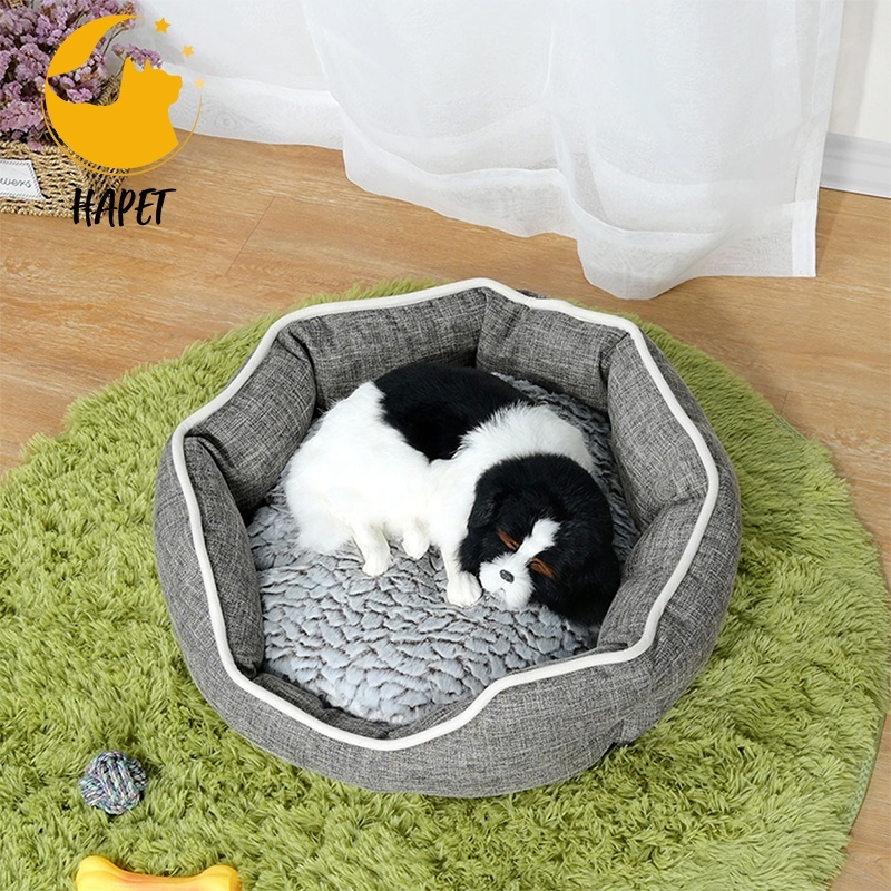 Round Fluffy Pet Crate Slip Resistant Bottom cat bed Dog Washable Bed for Puppy and Kitten