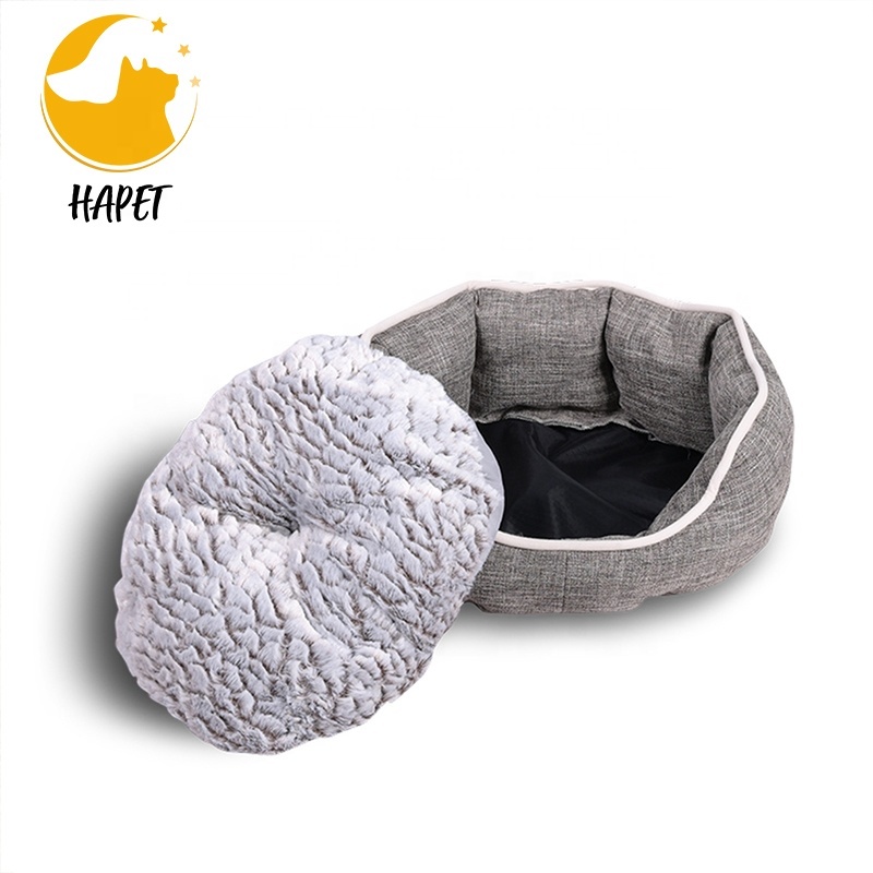 Round Fluffy Pet Crate Slip Resistant Bottom cat bed Dog Washable Bed for Puppy and Kitten