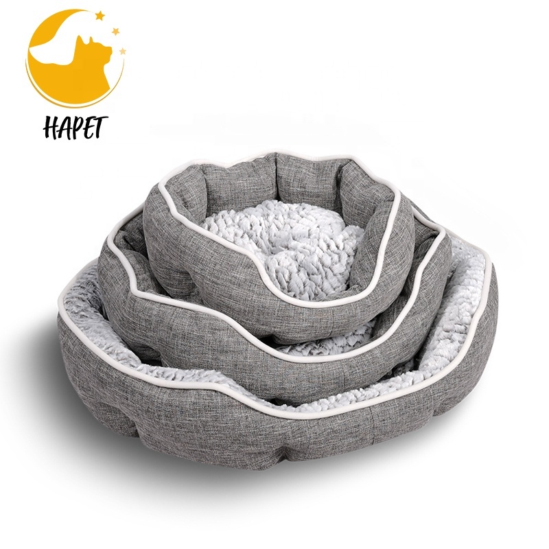 Round Fluffy Pet Crate Slip Resistant Bottom cat bed Dog Washable Bed for Puppy and Kitten