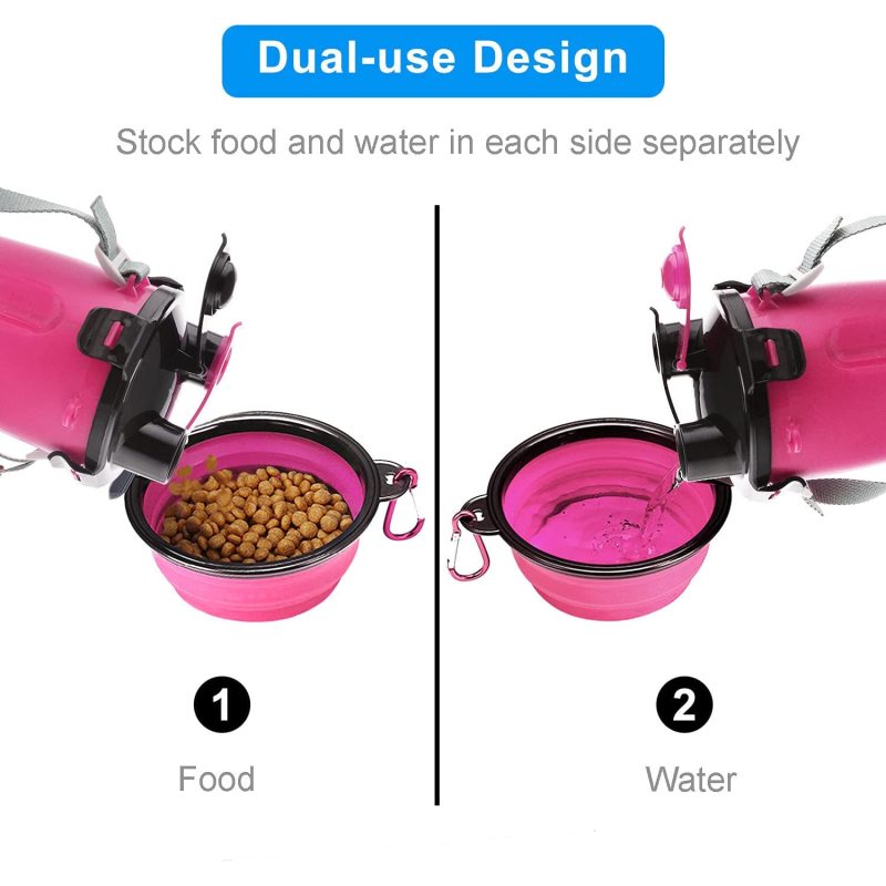 Dog Travel Water Bottle Collapsible Bowls 2 in 1 Pet Food Container with Collapse Bowls Pet Products