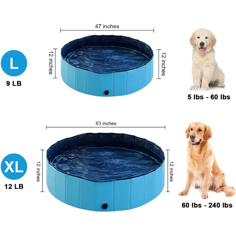 Foldable Dog Pool for Medium Dogs - KizmetKare Portable Pool Plastic Pet BathTub, Outdoor Large Dog Swimming Pool